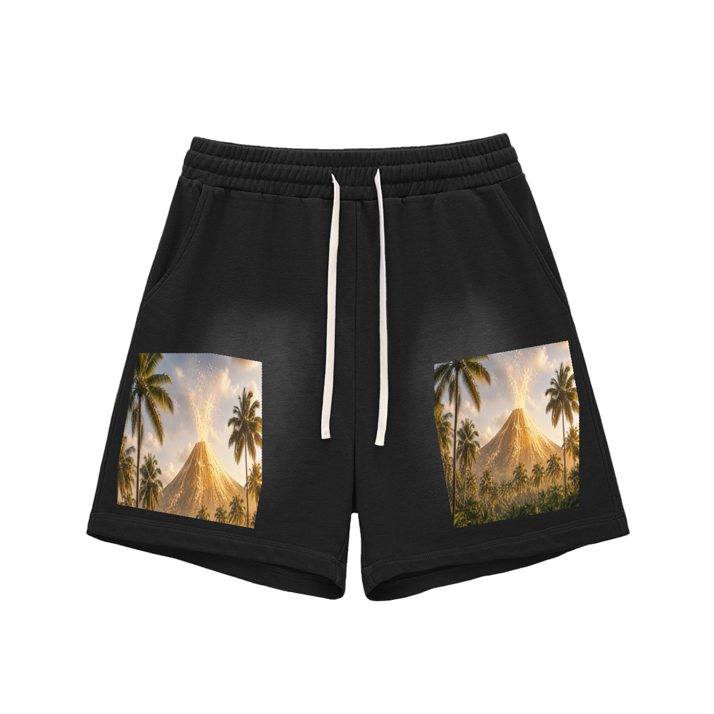 Sun Fade Raw Edge Cotton Shorts