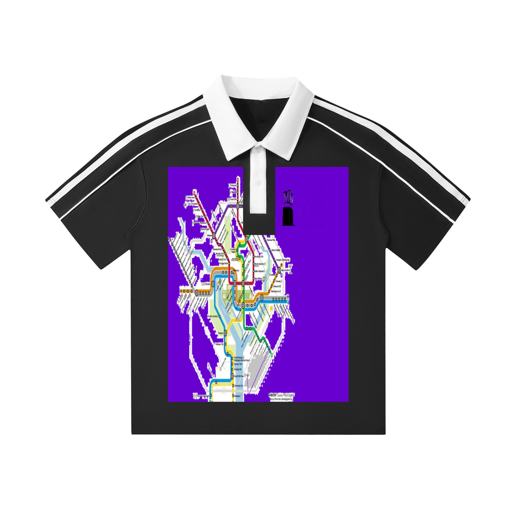 Contrast Collar Short-Sleeve Polo Shirt