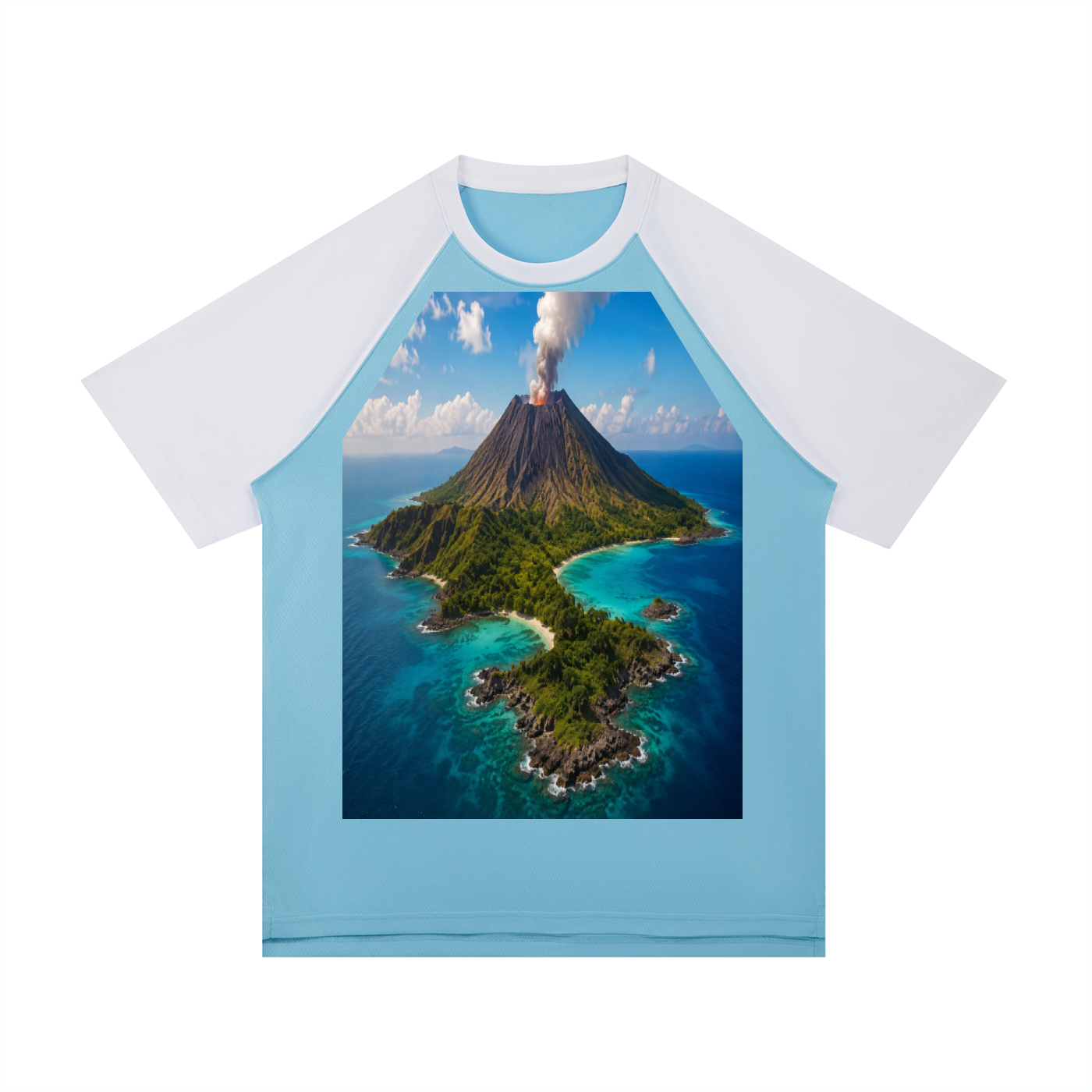 Contrast Raglan Sleeve Mesh T-Shirt