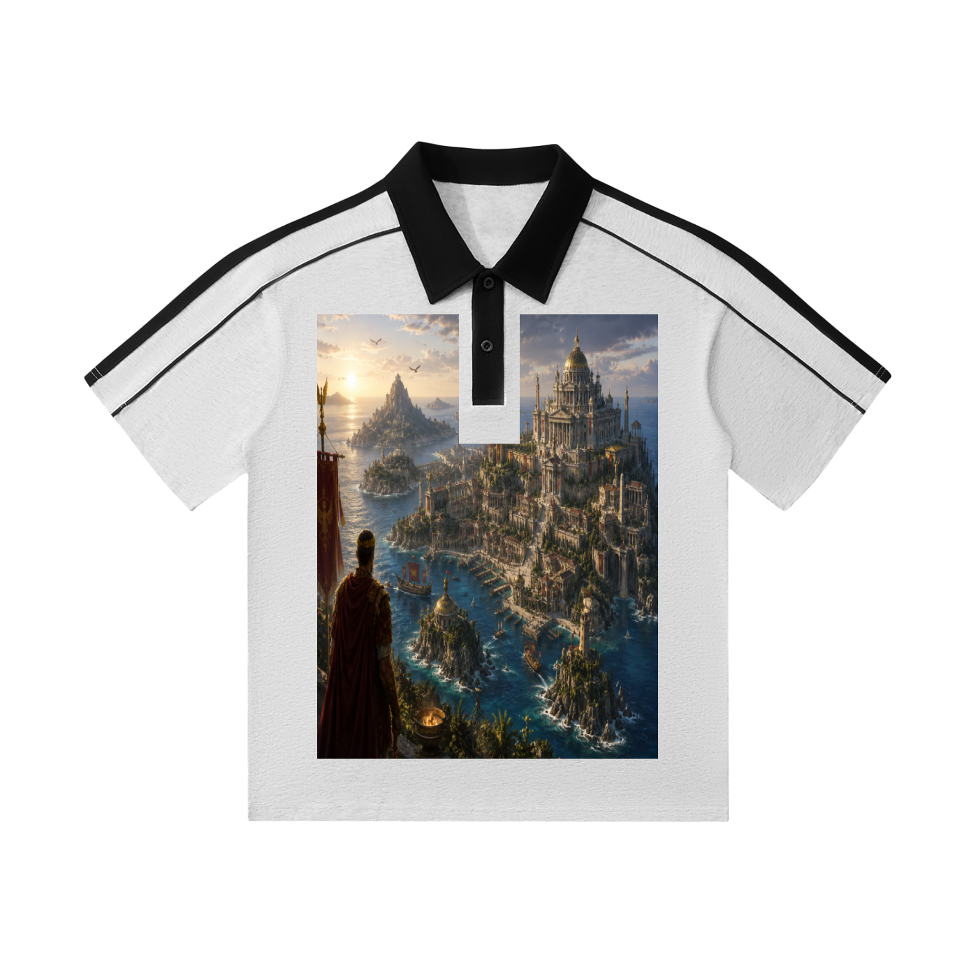 Contrast Collar Short-Sleeve Polo Shirt